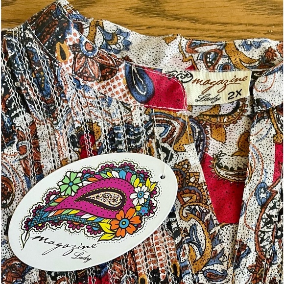 NWT Sleeveless Paisley Print Plus Size 2X Lightweight Tunic Tank Top Blouse - Picture 5 of 8